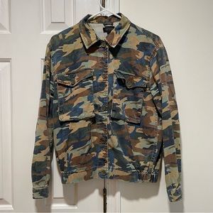 Topshop multicolor camo denim button down light jacket 6